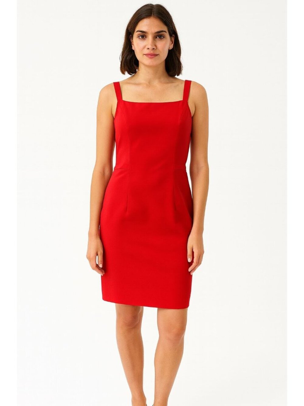MILLY Square Neeck Red Mini Dress Size 8 Womens